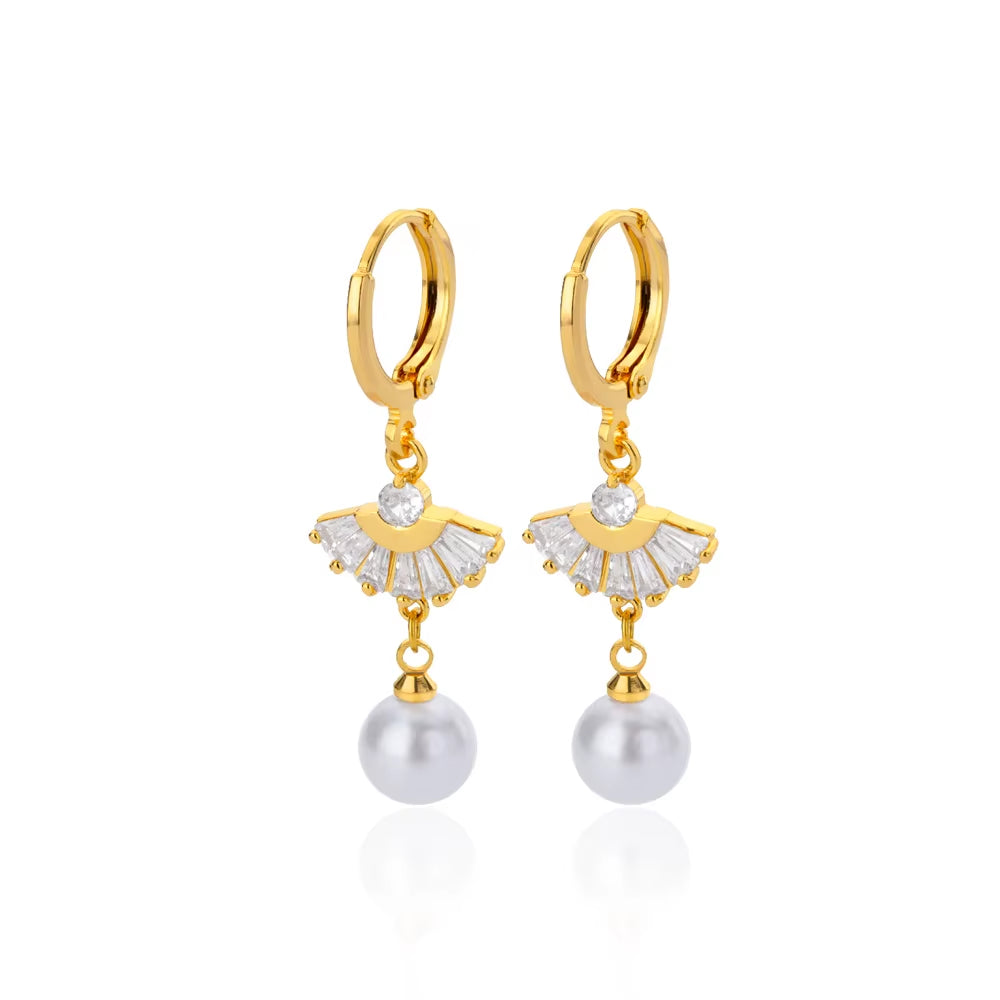 Zircon Pearl Earrings for Women 2023 Trending Stainless Steel Gold Color Drop Earring Wedding Party Luxury Jewelry Bijoux Femme