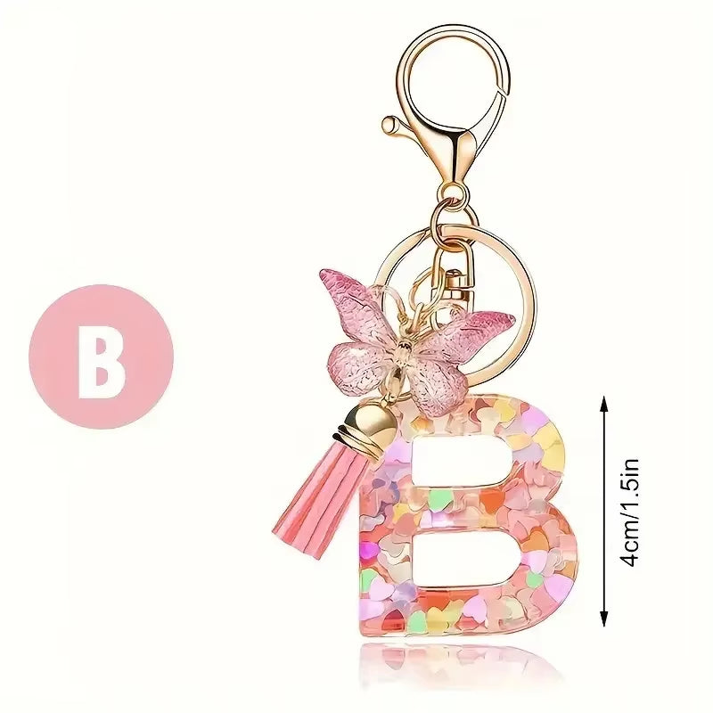 Fashion DIY A-Z Letters Keychain Metal Holder Pendent Key Chain Women Car Key Ring Simple Letter Name Key Party Gift Jewelry