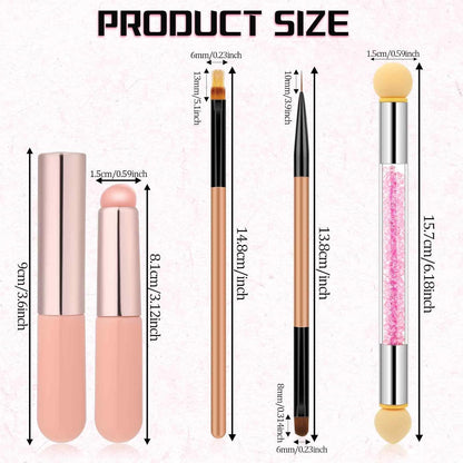 4Pcs Ombre Nail Brush, Nail Brushes Set for Gel Nails, Gradient Nail Sponges Pen, Nail Liner Brushes, Nails Art Brushes for Nail DIY Manicure Tools, Pink