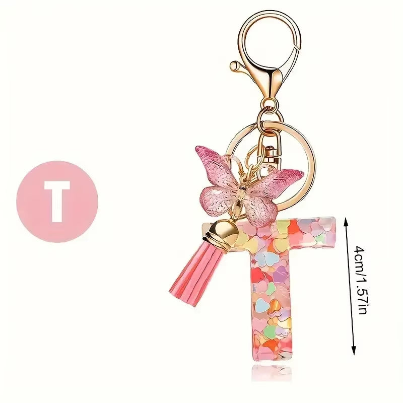 Fashion DIY A-Z Letters Keychain Metal Holder Pendent Key Chain Women Car Key Ring Simple Letter Name Key Party Gift Jewelry
