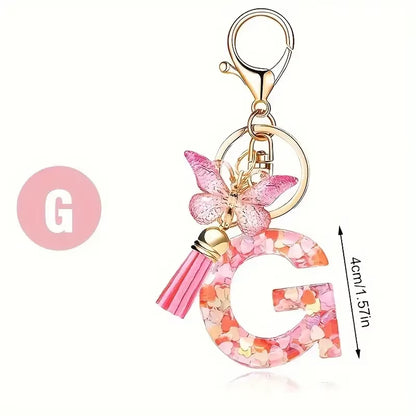 Fashion DIY A-Z Letters Keychain Metal Holder Pendent Key Chain Women Car Key Ring Simple Letter Name Key Party Gift Jewelry