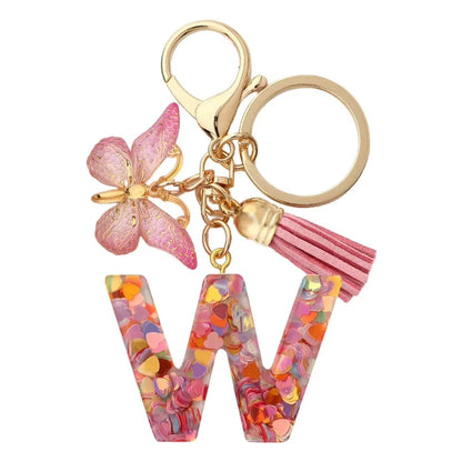 Fashion DIY A-Z Letters Keychain Metal Holder Pendent Key Chain Women Car Key Ring Simple Letter Name Key Party Gift Jewelry