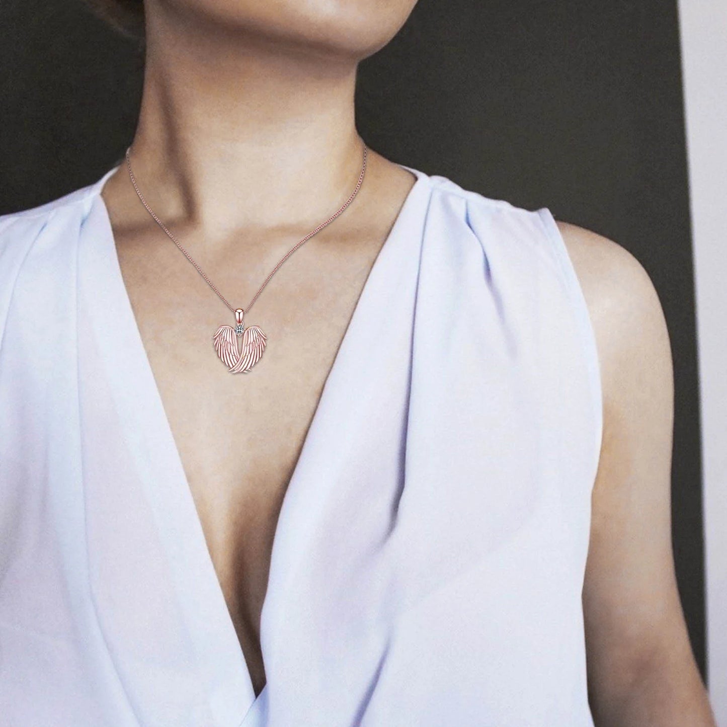 Jewelry on Clearance！Necklaces for Women Angel Wings Necklace 925 Silver Guardian Angel Wings Pendant Birthstone Necklace for Women Jewelry Gifts