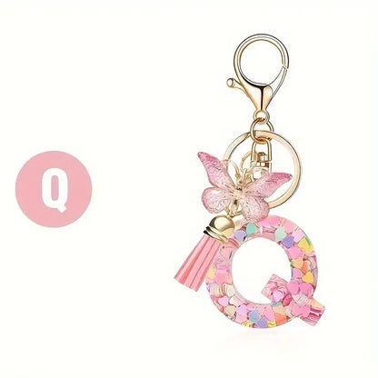 Fashion DIY A-Z Letters Keychain Metal Holder Pendent Key Chain Women Car Key Ring Simple Letter Name Key Party Gift Jewelry