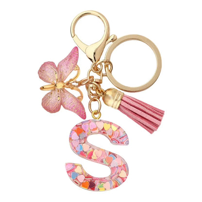 Fashion DIY A-Z Letters Keychain Metal Holder Pendent Key Chain Women Car Key Ring Simple Letter Name Key Party Gift Jewelry