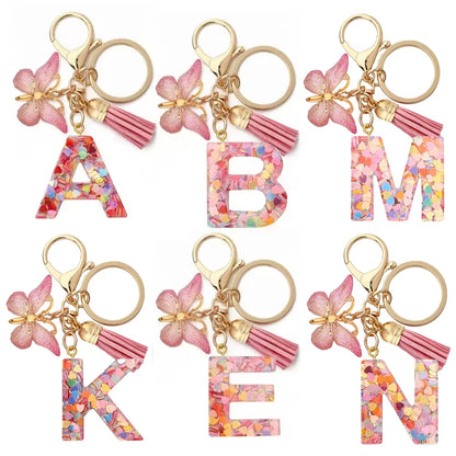 Fashion DIY A-Z Letters Keychain Metal Holder Pendent Key Chain Women Car Key Ring Simple Letter Name Key Party Gift Jewelry