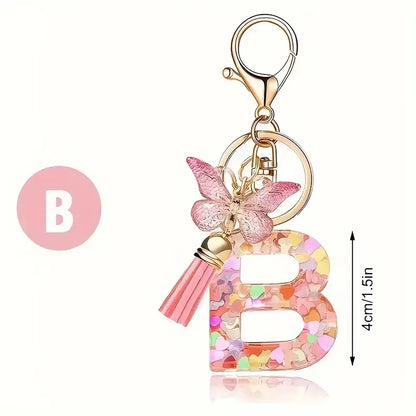 Fashion DIY A-Z Letters Keychain Metal Holder Pendent Key Chain Women Car Key Ring Simple Letter Name Key Party Gift Jewelry