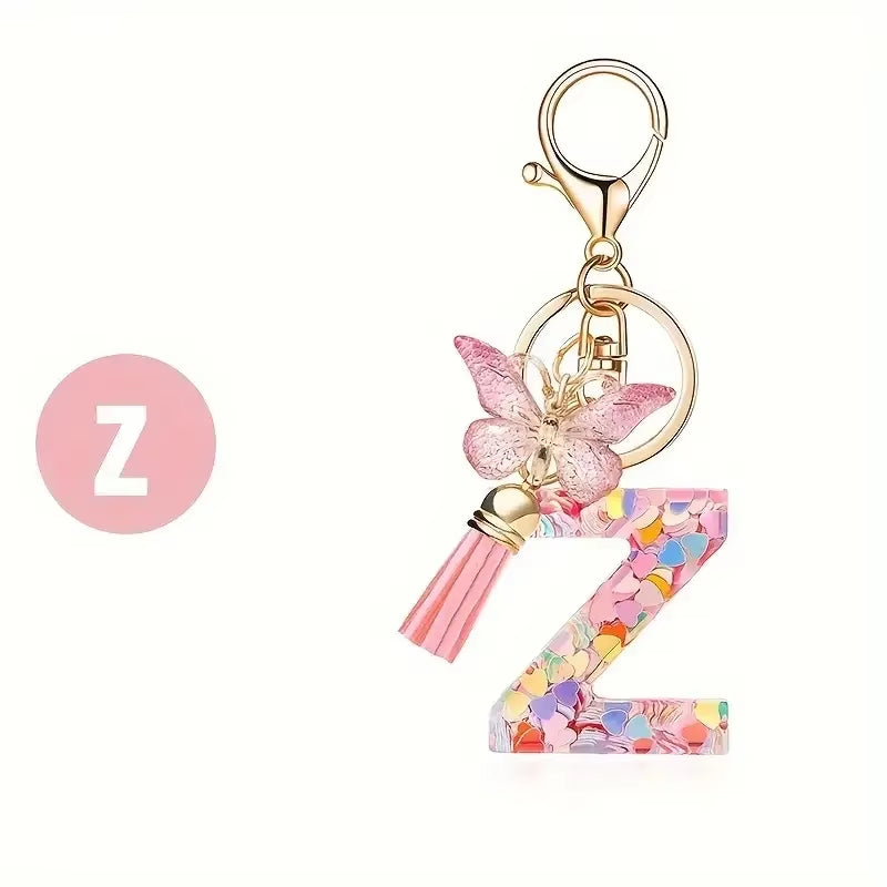 Fashion DIY A-Z Letters Keychain Metal Holder Pendent Key Chain Women Car Key Ring Simple Letter Name Key Party Gift Jewelry
