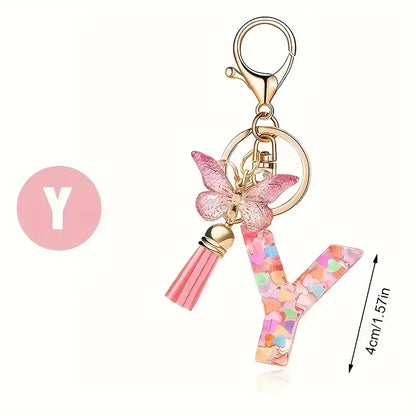 Fashion DIY A-Z Letters Keychain Metal Holder Pendent Key Chain Women Car Key Ring Simple Letter Name Key Party Gift Jewelry