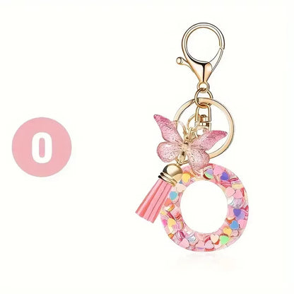 Fashion DIY A-Z Letters Keychain Metal Holder Pendent Key Chain Women Car Key Ring Simple Letter Name Key Party Gift Jewelry