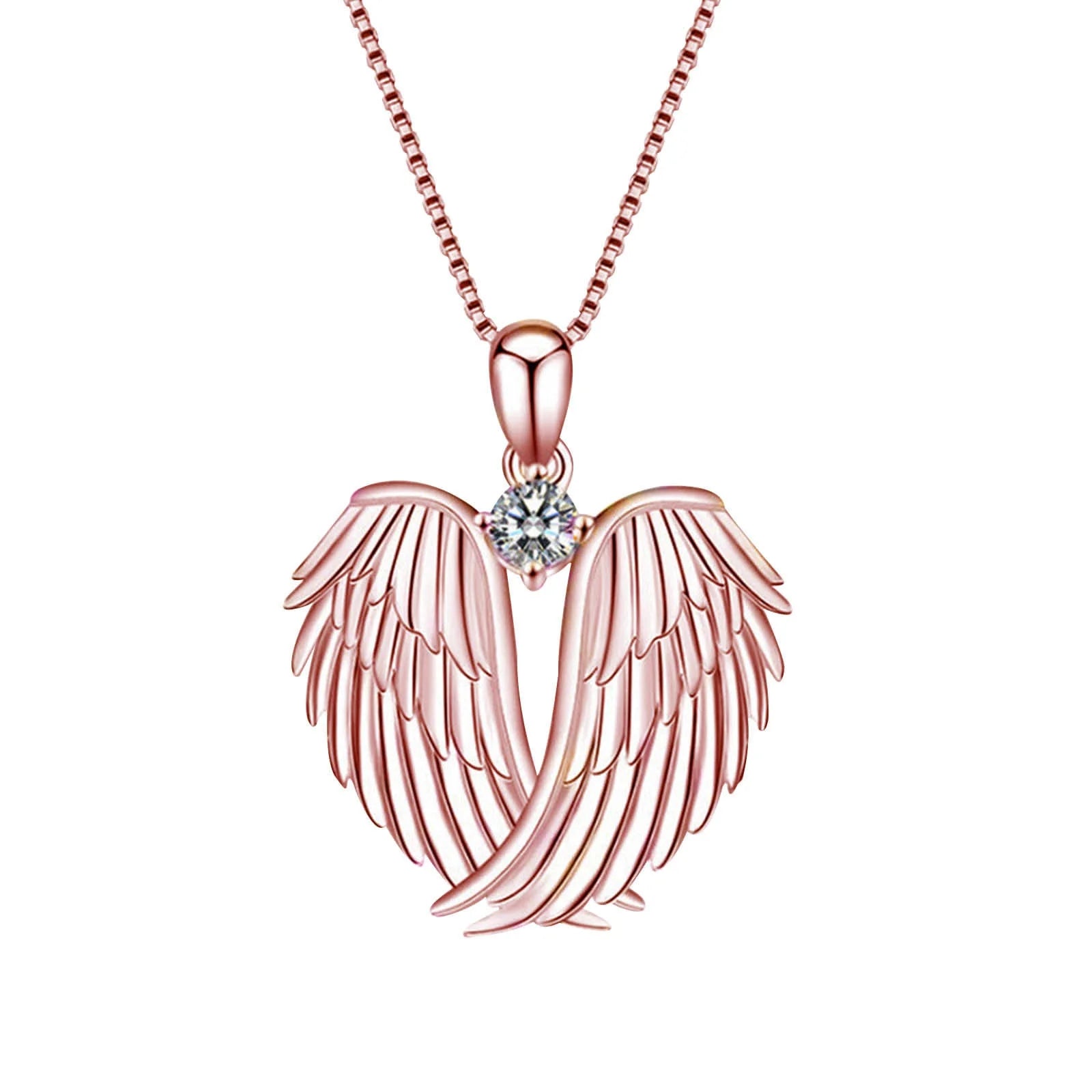 Jewelry on Clearance！Necklaces for Women Angel Wings Necklace 925 Silver Guardian Angel Wings Pendant Birthstone Necklace for Women Jewelry Gifts