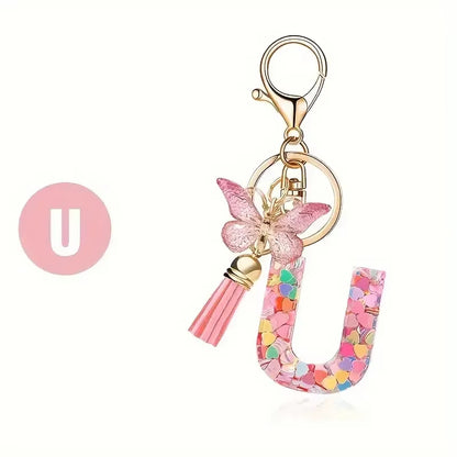 Fashion DIY A-Z Letters Keychain Metal Holder Pendent Key Chain Women Car Key Ring Simple Letter Name Key Party Gift Jewelry
