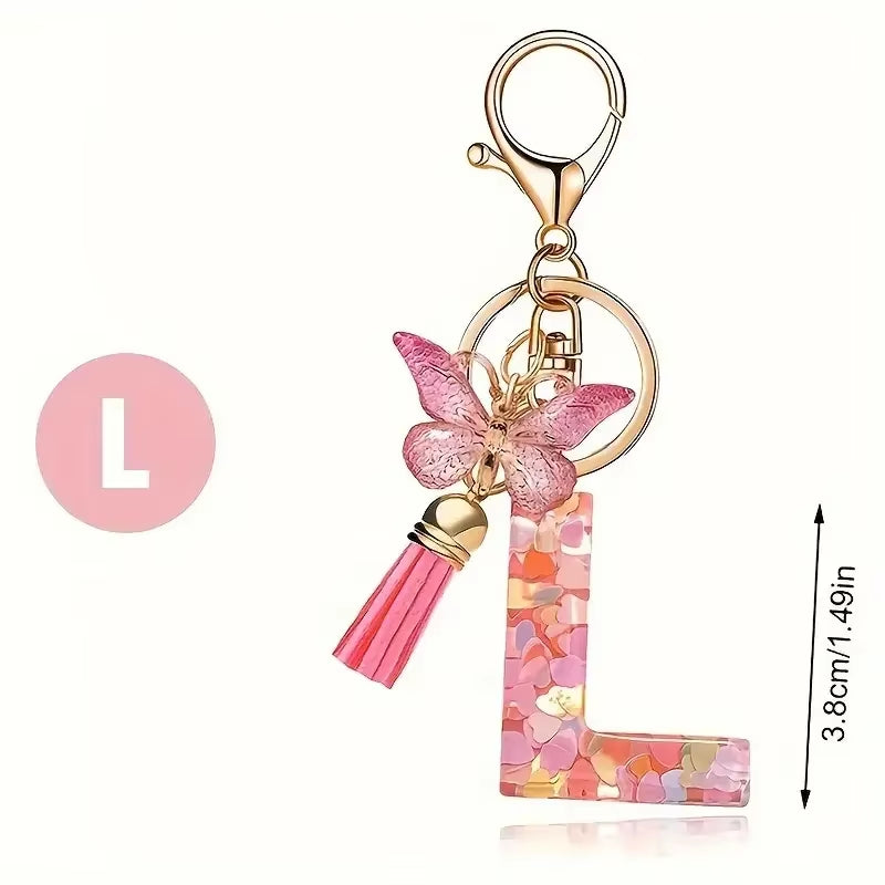 Fashion DIY A-Z Letters Keychain Metal Holder Pendent Key Chain Women Car Key Ring Simple Letter Name Key Party Gift Jewelry