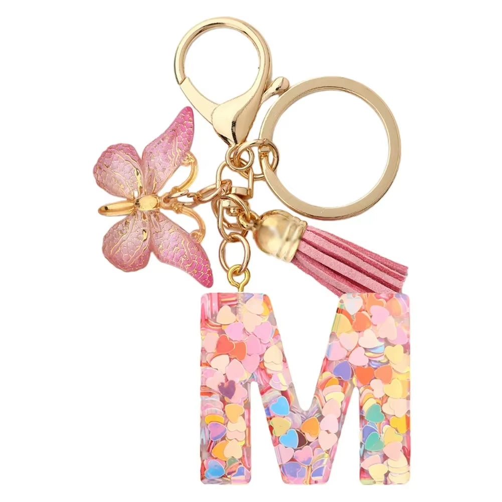 Fashion DIY A-Z Letters Keychain Metal Holder Pendent Key Chain Women Car Key Ring Simple Letter Name Key Party Gift Jewelry