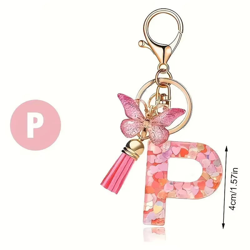 Fashion DIY A-Z Letters Keychain Metal Holder Pendent Key Chain Women Car Key Ring Simple Letter Name Key Party Gift Jewelry
