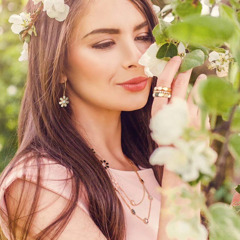 Moon Flower Stackable Ring Set