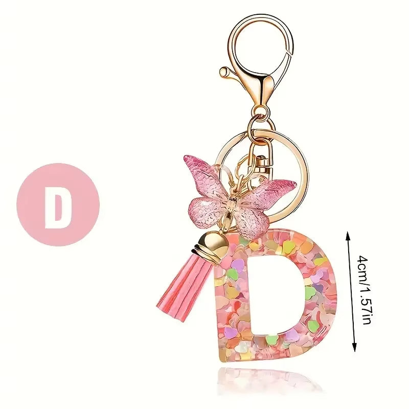 Fashion DIY A-Z Letters Keychain Metal Holder Pendent Key Chain Women Car Key Ring Simple Letter Name Key Party Gift Jewelry