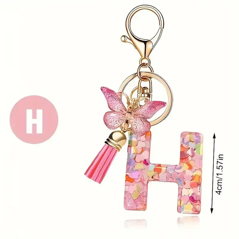 Fashion DIY A-Z Letters Keychain Metal Holder Pendent Key Chain Women Car Key Ring Simple Letter Name Key Party Gift Jewelry
