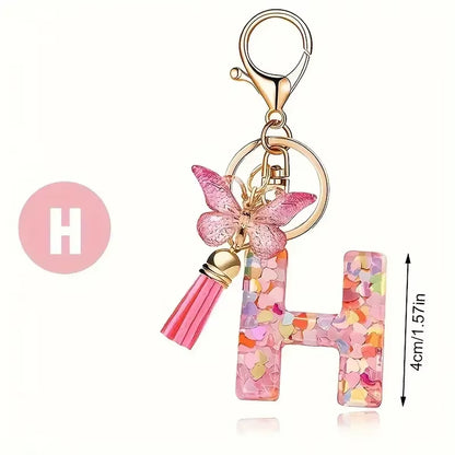 Fashion DIY A-Z Letters Keychain Metal Holder Pendent Key Chain Women Car Key Ring Simple Letter Name Key Party Gift Jewelry