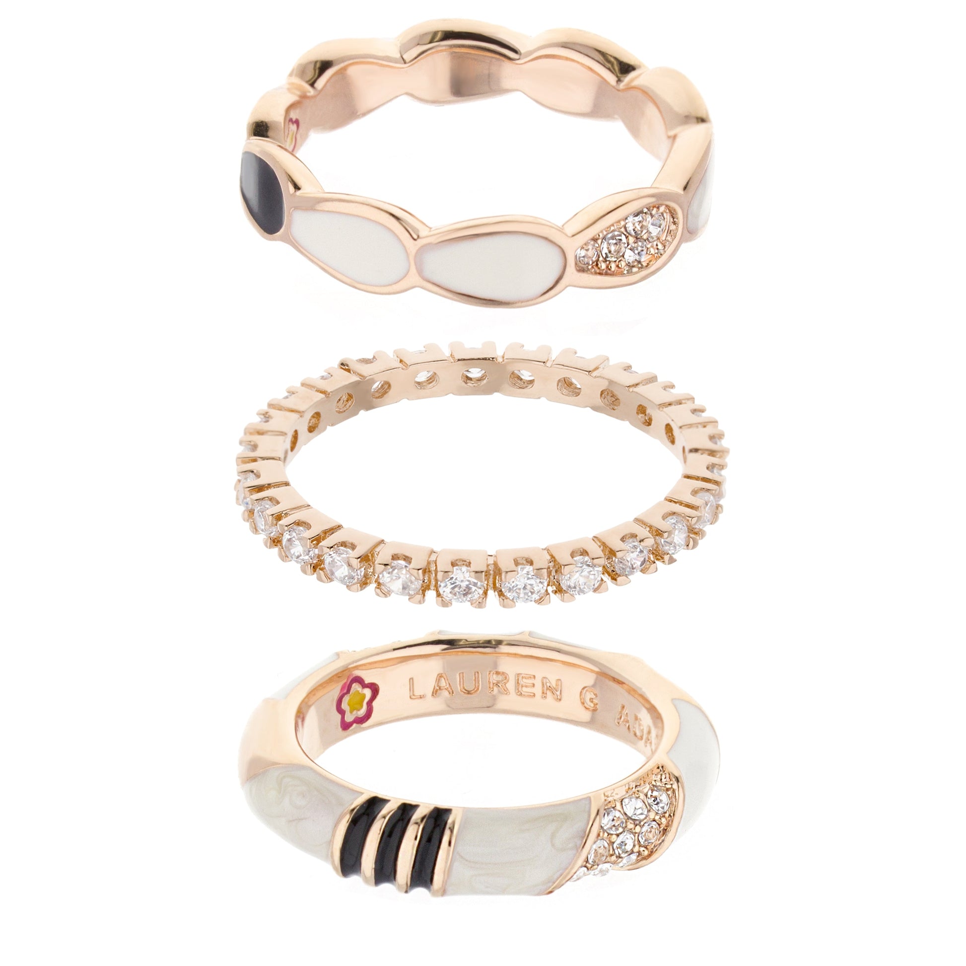 Moon Flower Stackable Ring Set